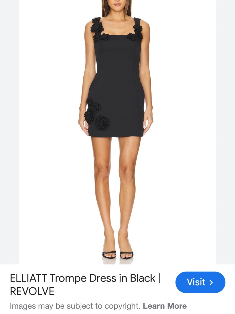 Elliatt Black Mini Dress with Floral Appliqué